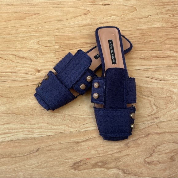 Lorena Paggi Slip on Sandal Mules Woman’s Size US 8.5 (39.5 EU) in Navy Blue - Picture 2 of 6